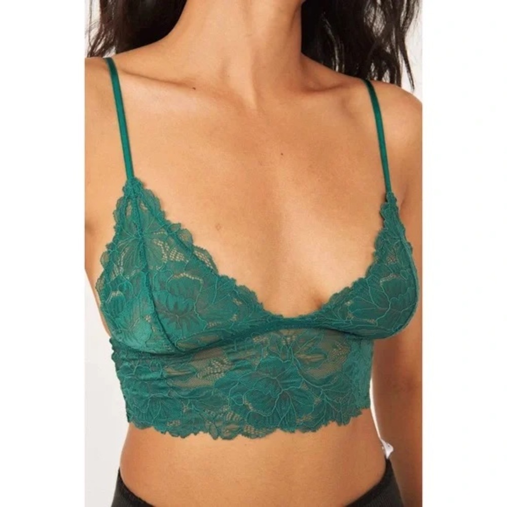 Free People Everyday Lace Longline Bralette – Evergreen – XS